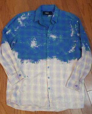 Inso Collection  One Size tie dye Bleached distressed Plaid Shirt